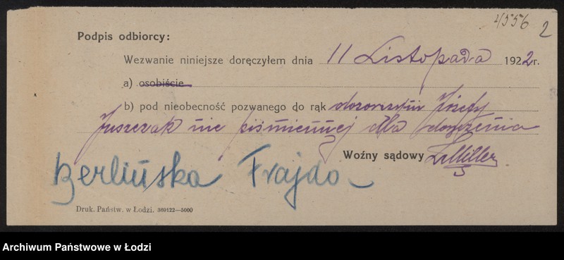 Obraz 4 z jednostki "Frajda Berlińska i S-ka- sprzedaż towarów manufakturowych"