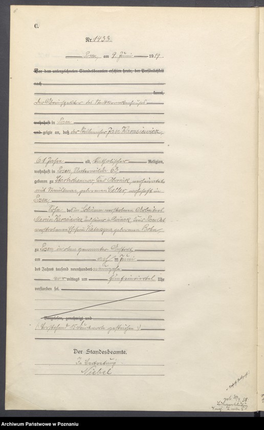 Obraz 8 z jednostki "Księga miejscowa zgonów tom IV [Rejestr główny zgonów]"