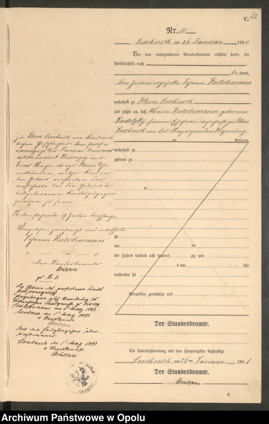 image.from.unit.number "Sterbe-Neben-Register Standes-Amt Leubusch 1891"