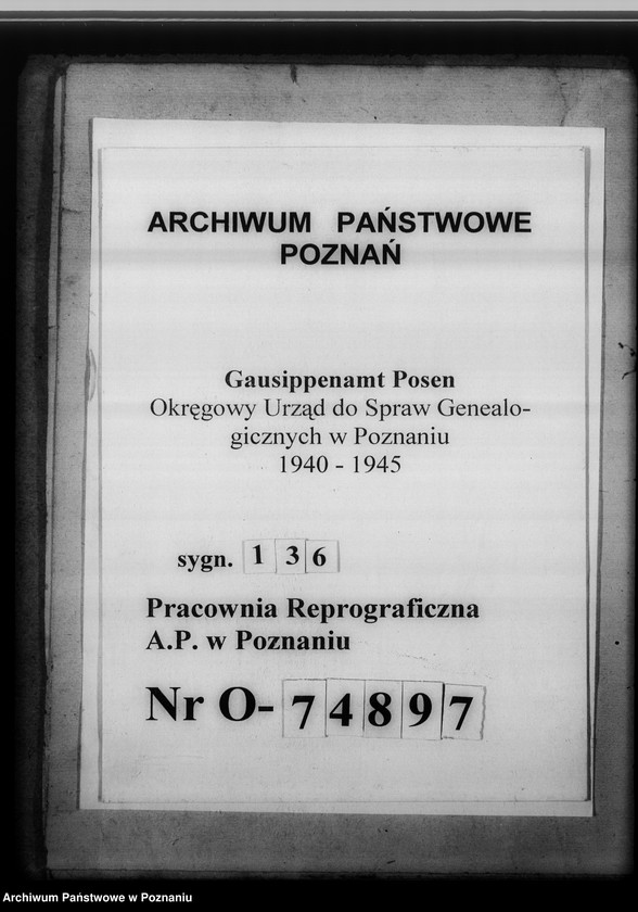 Obraz 1 z jednostki "[Sprawy związane z organizacja i działalnością Miejskiego Urzędu do Spraw Genealogicznych w Lesznie]"