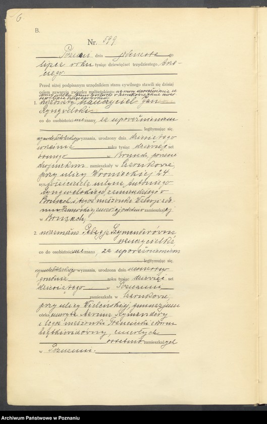 Obraz 8 z jednostki "Księga miejscowa małżeństw tom III [Rejestr główny małżeństw]"