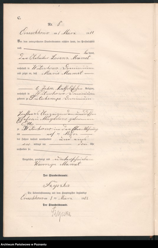 Obraz 11 z jednostki "Sterbe-Neben-Register"