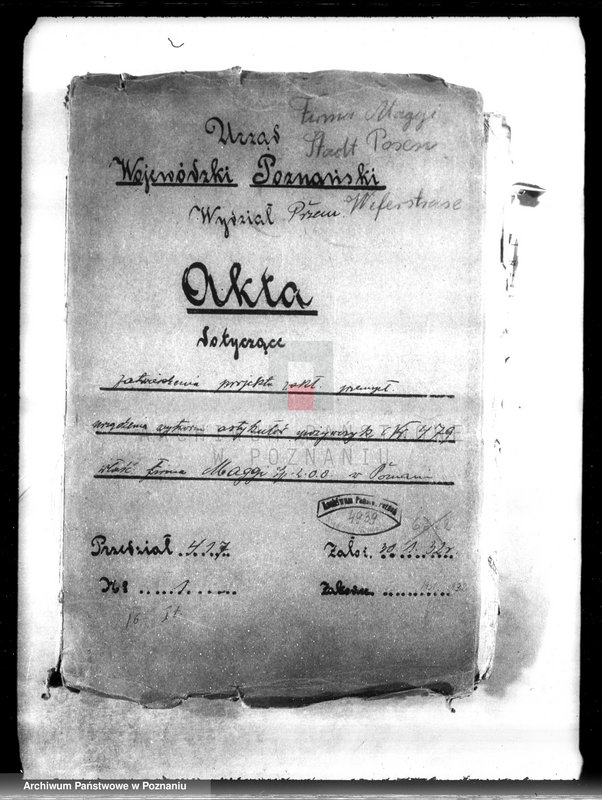 Obraz 4 z jednostki "Zatwierdzenie projektu zakładu przemysłowego urządzenia wytwórni artykułów spożywczych nr 479 własność Firma "Maggi" spółka z o. o. w Poznaniu"