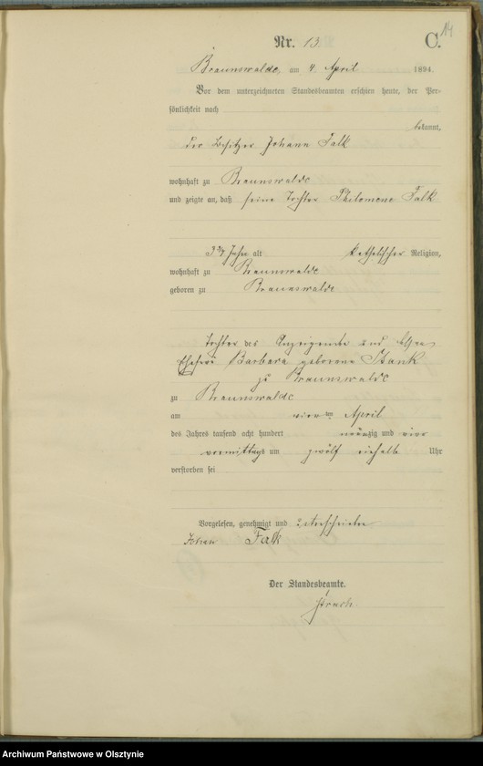 image.from.unit.number "Sterbe-Haupt-Register Nr 1 - 45"