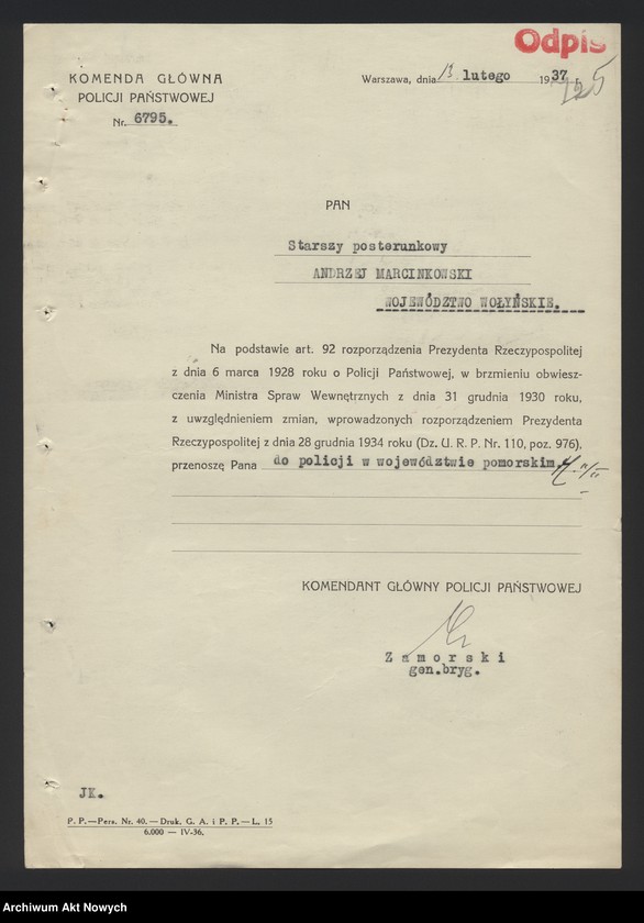 image.from.unit.number "Przeniesienia służbowe urzędników i pracowników kontraktowych Policji Państwowej. Orzeczenie, opinie, raporty, wnioski, sprawozdanie, korespondencja."