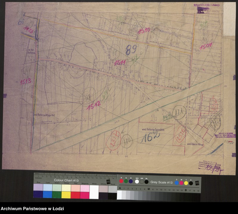 Obraz 1 z jednostki "Plan m. Łodzi 1:2000 z oznaczeniem podziału miasta na obwody i rejony spisowe. Sekcja SW34"