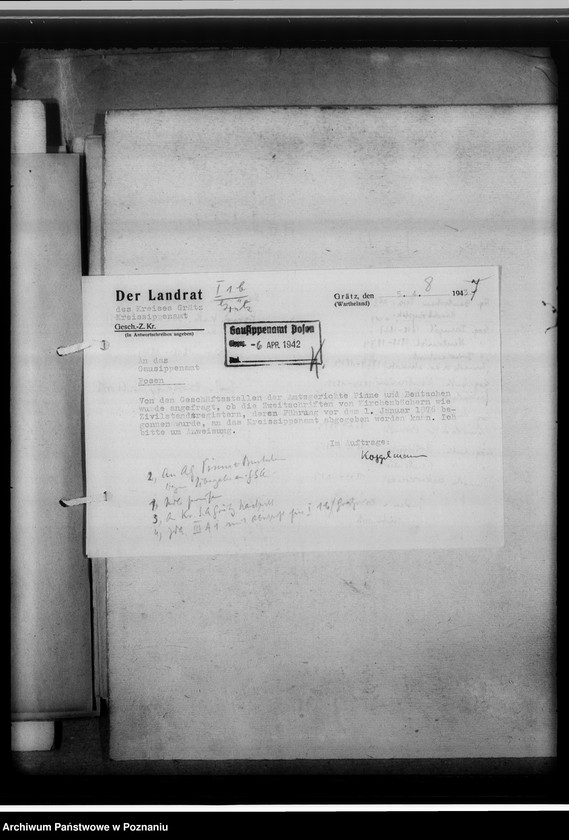 Obraz 12 z jednostki "[Korespondencja w sprawach organizacyjnych, sprawozdanie z działalności], Kreissippenamt Grätz [Grodzisk, powiat nowotomyski]"