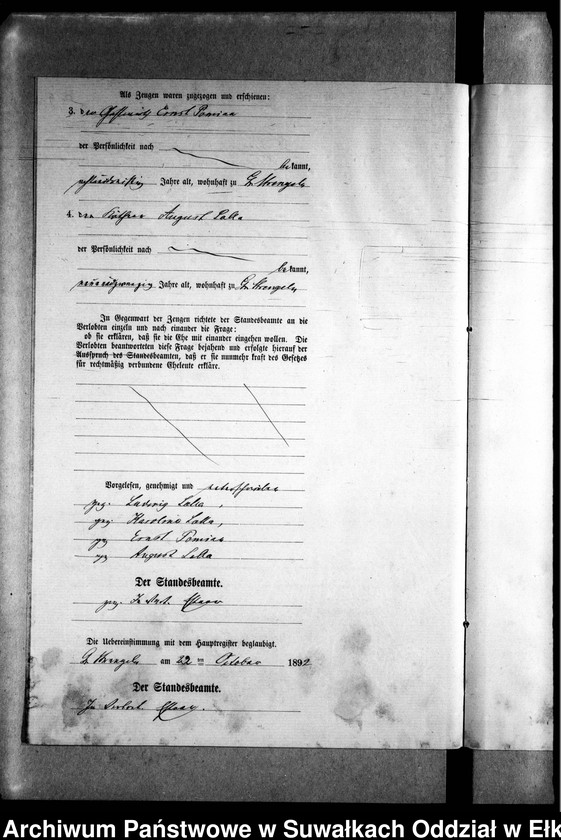 image.from.unit.number "Heiraths-Neben-Register des Preussischen Standes-Amtes Gr. Strengeln Kreis Angerburg"