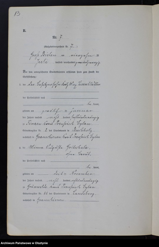 image.from.unit.number "Heiraths-Neben-Register Nr 1 - 15 [ Księga małżeństw - wtóropis ]"