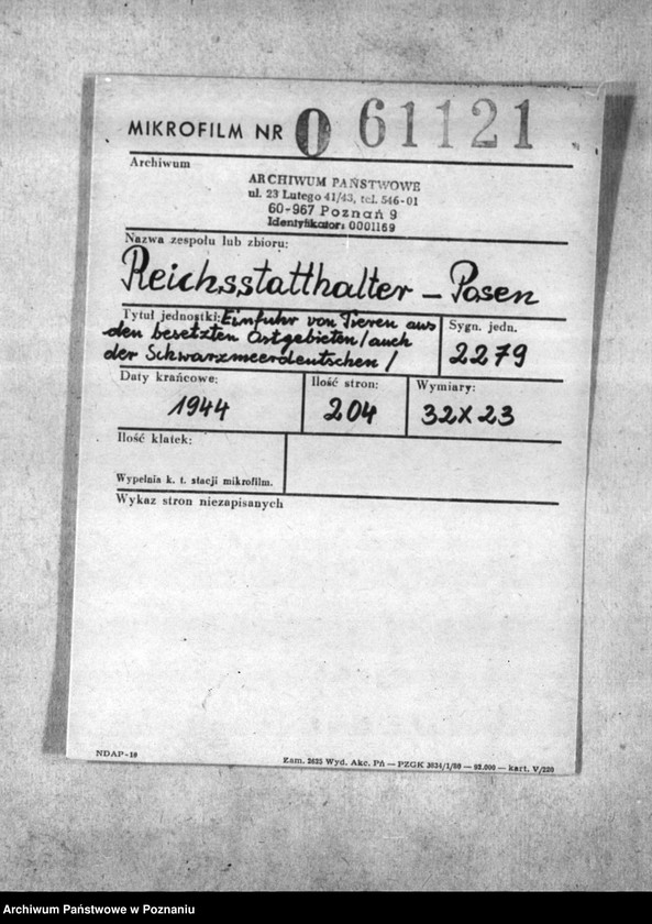 Obraz 2 z jednostki "Einfuhr von Tieren aus den besetzten Ostgebieten - auch der Schwarzmeerdeutschen"