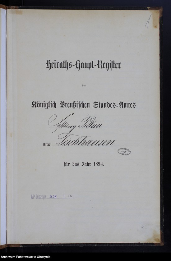 image.from.unit.number "Heiraths-Haupt-Register Nr 1"