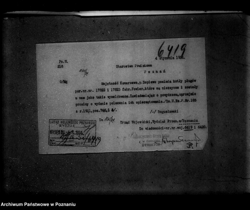 Obraz 19 z jednostki "Majętność Konarzewo powiat poznański nr woj. kotła 6419"