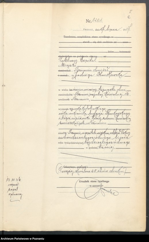 Obraz 7 z jednostki "Księga miejscowa zgonów tom III [Rejestr główny zgonów]"