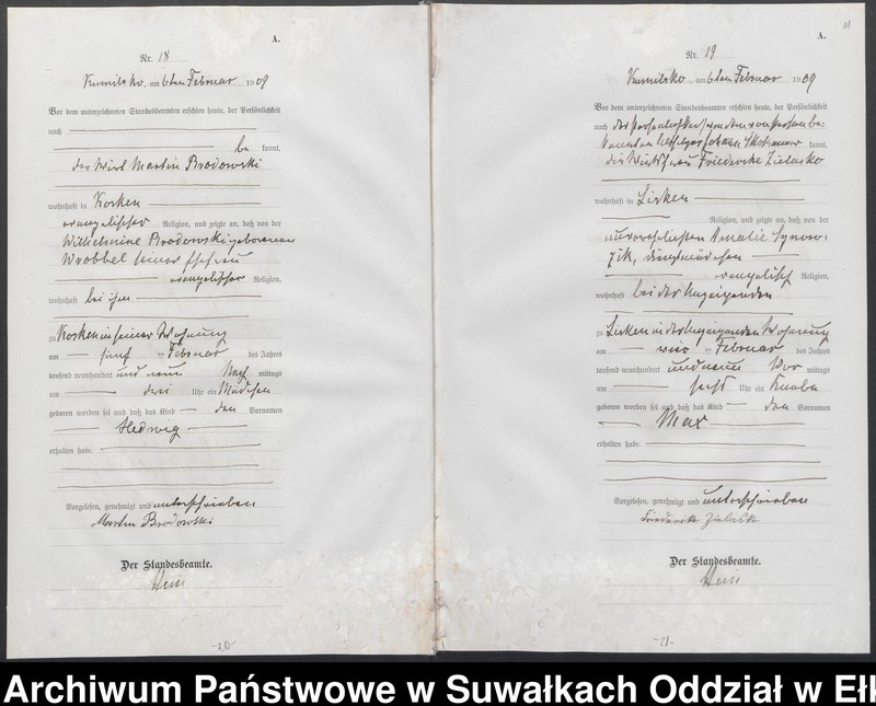 image.from.unit.number "[Geburts-Haupt-Register des Königlichen Preussischen Standes-Amtes Kumilsko Kreis Johannisburg]"
