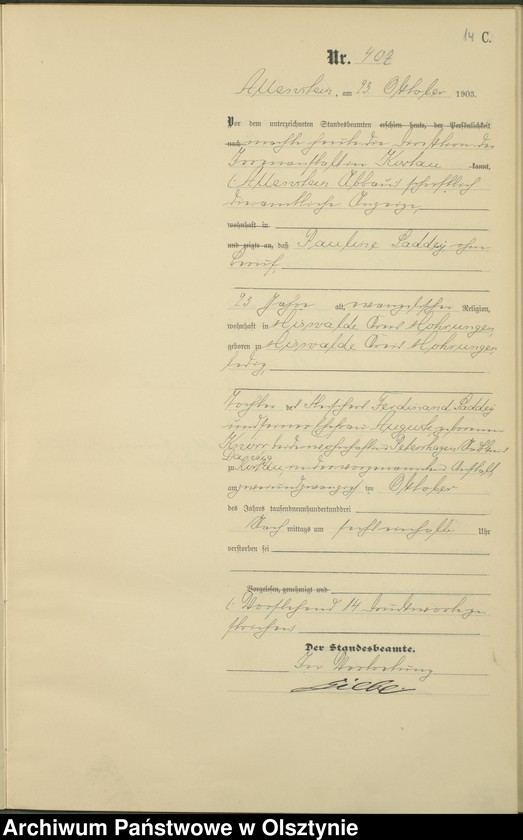 image.from.unit.number "Sterbe-Haupt-Register Tom II,Nr 396 - 488"