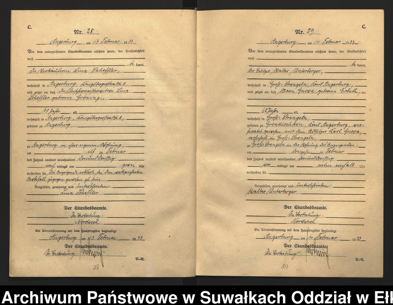 image.from.unit.number "C2. Sterbe - Register (Neben - Register) Standesamt Angerburg Ostpr. einschl. der Standesamtsbezirk Gross Strengeln, Kehlen und Prinowen"
