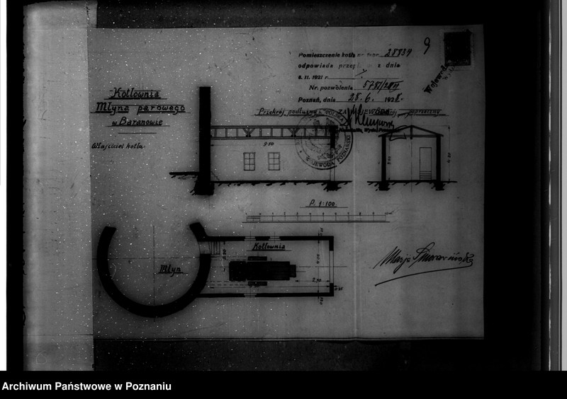 Obraz 13 z jednostki "Młyn parowy M. Smorawińskiej Baranowo powiat poznański nr woj. kotła 328 później własność J. Tomkowiak, Fabianowo powiat poznański"