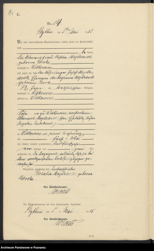 Obraz 16 z jednostki "Sterbe-Neben-Register"