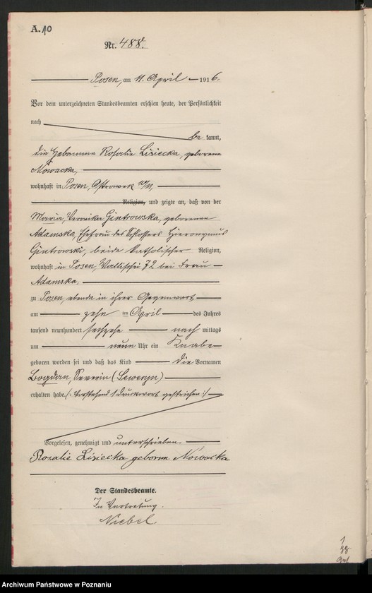 Obraz 12 z jednostki "Księga miejscowa urodzeń tom II [Rejestr główny urodzeń]"