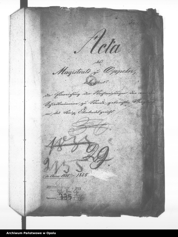 Obraz 4 z jednostki "Acta des Magistrats zu Oppeln betreffend die Einreichung der Nachweisungen der von den Schiedsmänner zu Stande Gebrachten Vergleiche an das Königl[iche] Oberlandesgericht. De Anno 1835-1858"
