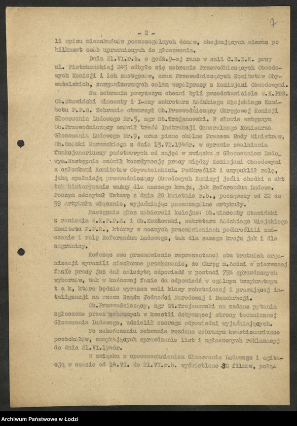 Obraz 8 z jednostki "Referendum Ludowe - sprawozdania [, raporty i wykazy] aktywu wojewódzkiego PPR [oddelegowanego do organizacji powiatowych]"