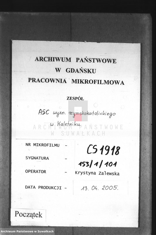 Obraz 1 z jednostki "Księga akt urodzeń za lata 1892-1900 [wyznania rzmskokatolickiego parafii w Kaletniku]."