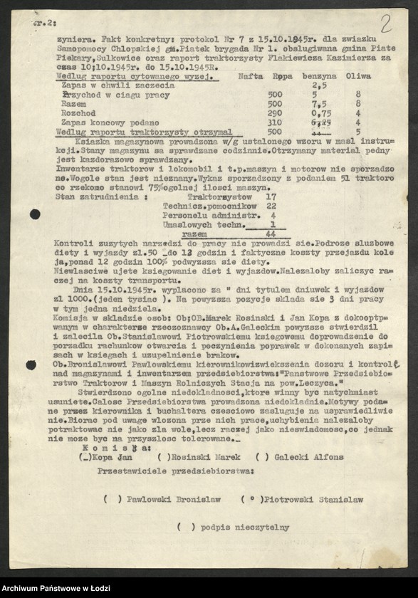 Obraz 3 z jednostki "Ośrodki Maszyn Rolniczych [- protokoły z kontroli i lustracji, wykazy kierowników Ośrodków]"