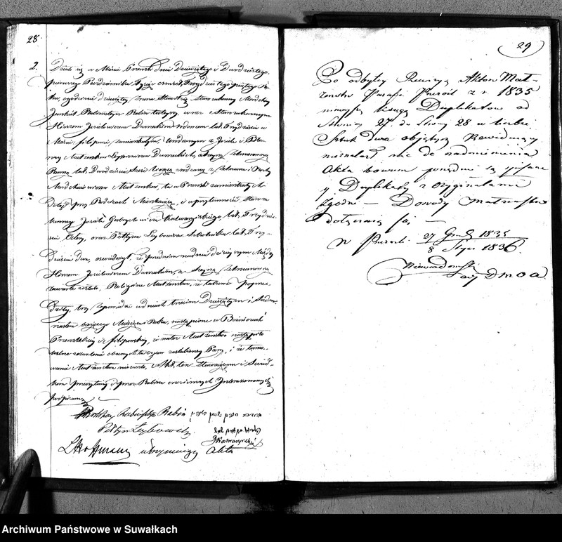 image.from.unit.number "Duplikatu Ksiąg Aktów Urodzonych, Umarłych i Zaślubionych Okręgu Przerośl na Rok 1835."