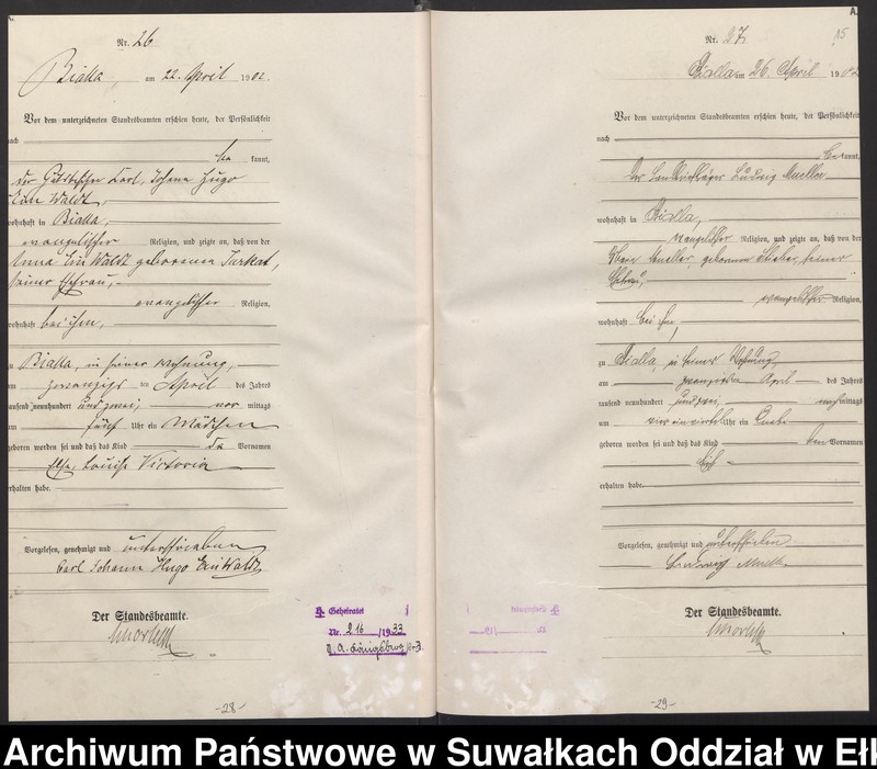 image.from.unit.number "Geburts-Haupt-Register des Königlichen Preussischen Standes-Amtes Bialla Kreis Johannisburg"