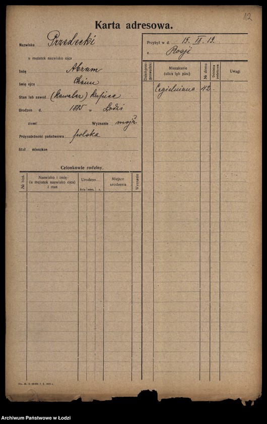 Obraz 14 z jednostki "[Spis ludności Łodzi] Przedbórz-Przybyliński"
