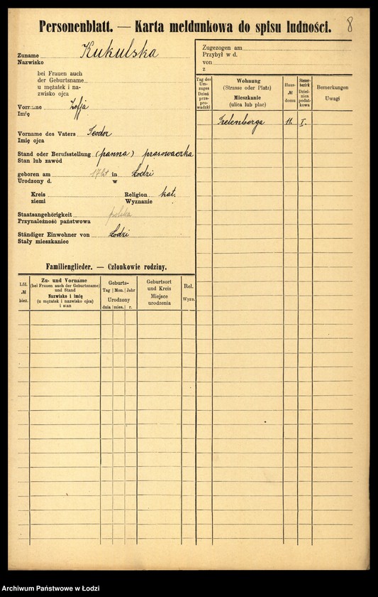 Obraz 10 z jednostki "[Spis ludności Łodzi] Kukulski - Kulik"