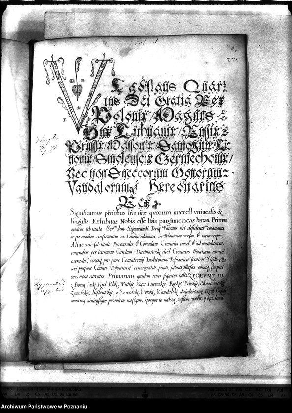 Obraz 5 z jednostki "Or. Władysław IV Król Polski... potwierdza w transumpcie 2 dokumenty: 1 /transumpt statutu cechu budniczego Zygmunta III z 22.IV.1615, potwierdzający"