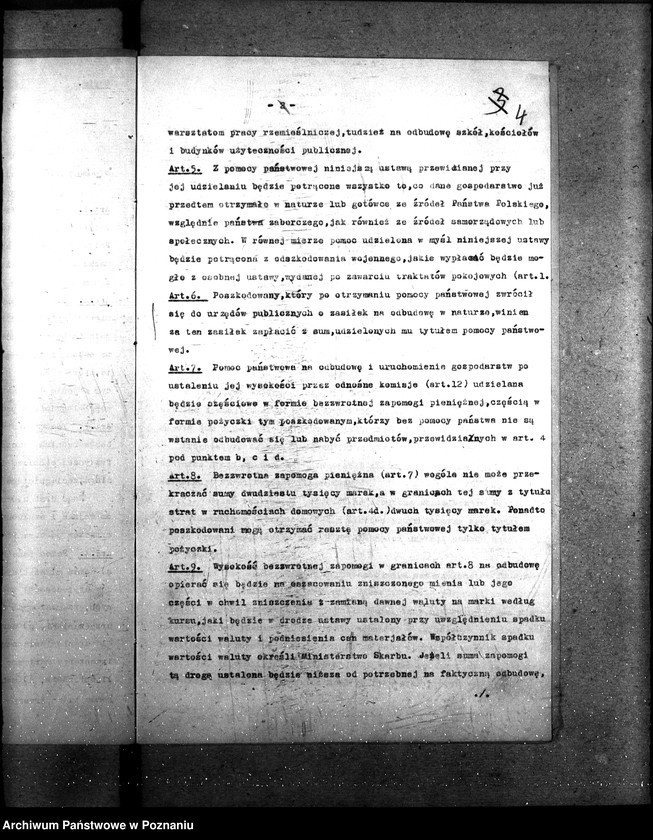 Obraz 8 z jednostki "Sprawy ogólno-administracyjne. Szkody wojenne, zapomogi gosp. rozporządzenie 9.3.20 r."