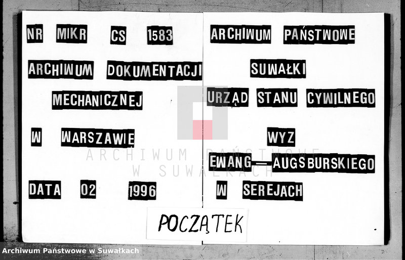 image.from.unit.number "Duplikat aktów Urodzenia, Małżeństw i Zejścia dla Filiału Ewangelicko- Augsburgskiego w mieście Serejach sporządzony na rok 1858"