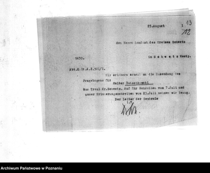 Obraz 17 z jednostki "Amtliche Meldungen Kreis Schwetz (Świecie)"
