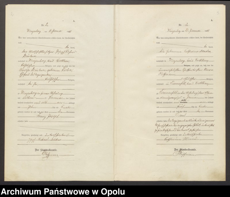 Obraz z jednostki "Geburts-Register (Haupt-Register) Standesamt Winzenberg 1908 vol. 1 bis 1912 No. 24."