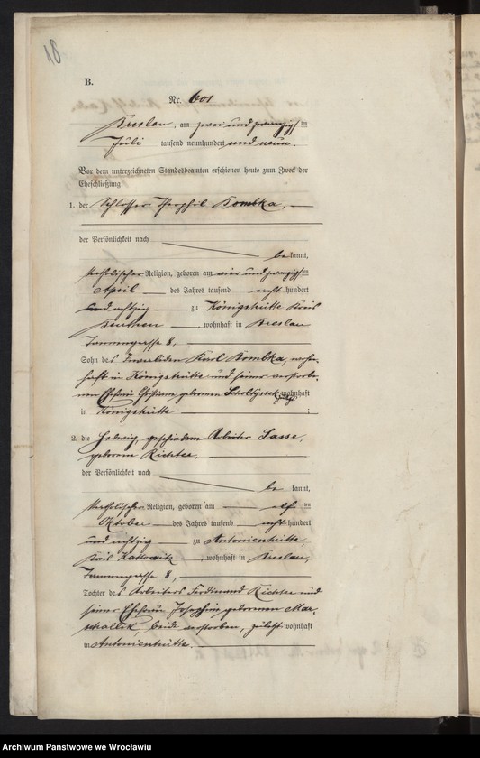 image.from.unit.number "Heiraths-Haupt-Register Breslau I 1909 Band 4"