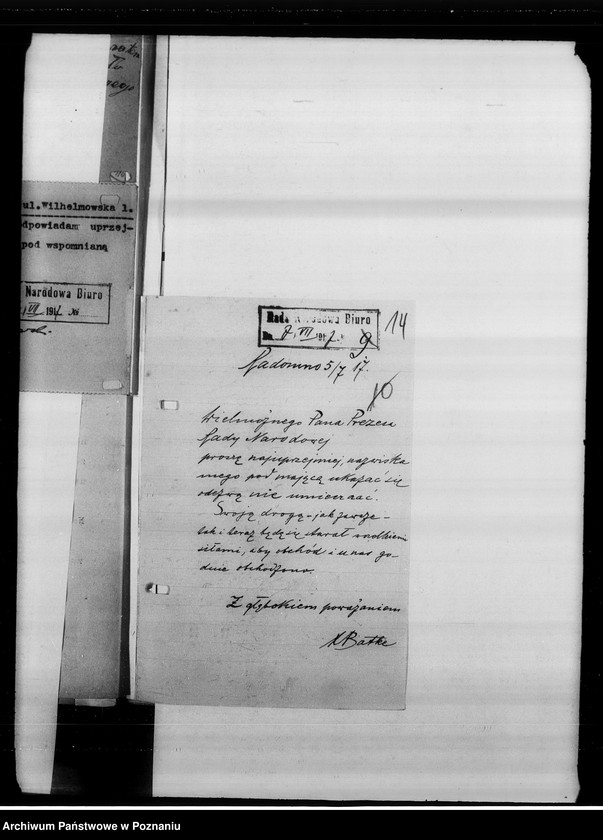 Obraz 18 z jednostki "Rok Kościuszkowski - korespondencja związana z obchodami setnej rocznicy śmierci Tadeusza Kościuszki."