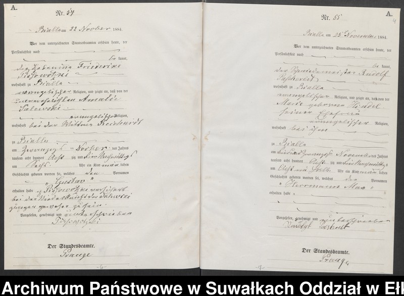image.from.unit.number "[Geburts-Haupt-Register des Königlichen Preussischen Standes-Amtes Bialla Kreis Johannisburg]"
