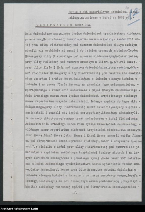 Obraz 18 z jednostki "Bracia Hesse- sprzedaż konfekcji, futer, artykułów sportowych"