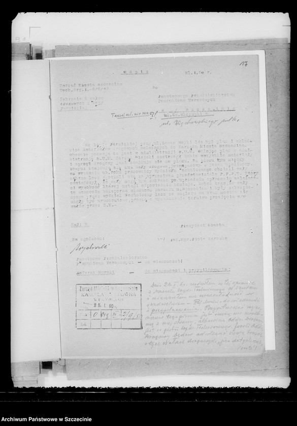 Obraz 13 z jednostki "Korespondencja dotycząca portu szczecińskiego i wydawania przepustek"