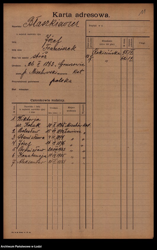 Obraz 13 z jednostki "[Spis ludności Łodzi] Błaszek - Bochenek"