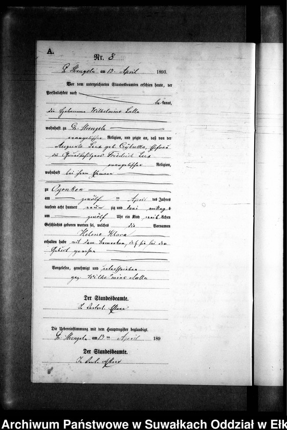 image.from.unit.number "Geburts-Neben-Register des Preussischen Standes-Amtes Gr. Strengeln Kreis Angerburg"