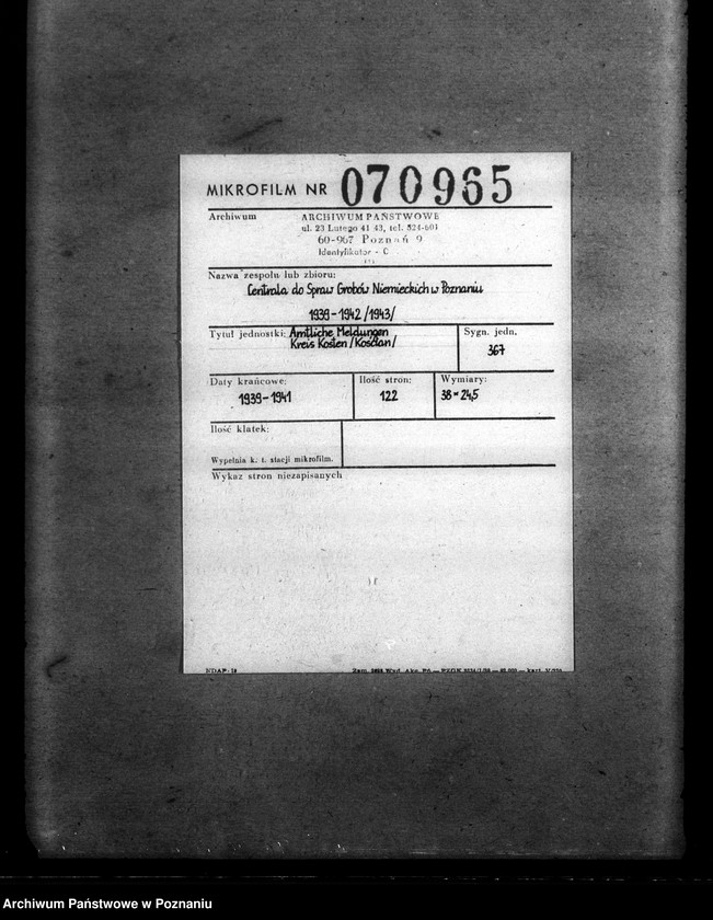 Obraz 2 z jednostki "Amtliche Meldungen Kreis Kosten (Kościan)"