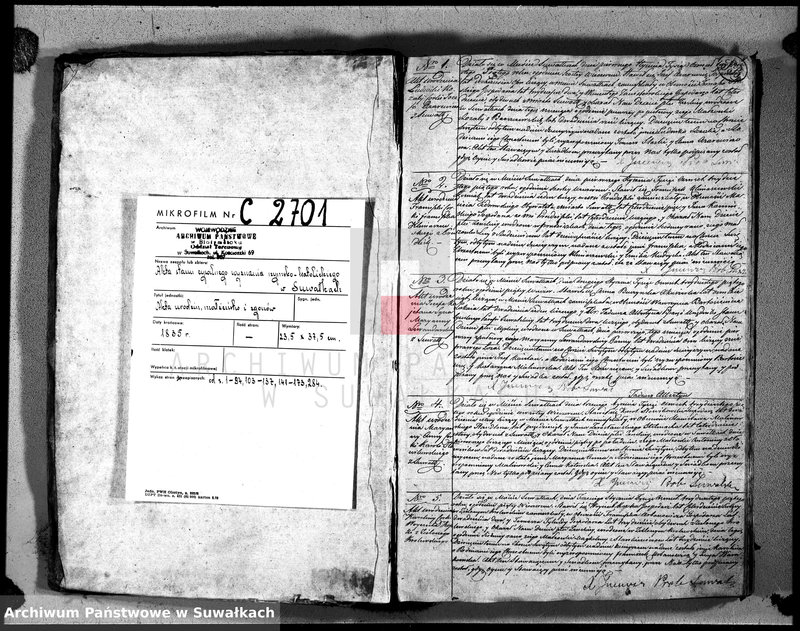 image.from.unit.number "Księga duplikat urodzonych, zaślubionych i umarłych urzędnika stanu cywilnego, parafii suwalskiey na rok 1835"