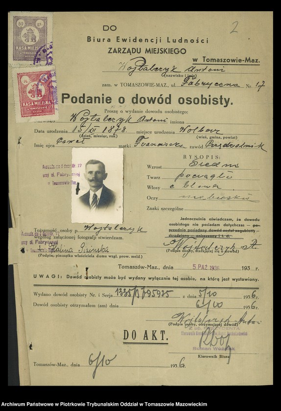 image.from.unit.number "Dowodów osobistych od nr 1334 do 1550. Tom VIII"