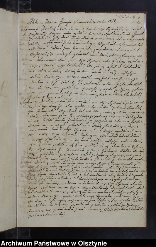 image.from.unit.number "Akta Urodzonych Zmarłych Zaślubionych w parafii Sarnowskiey w roku 1832"