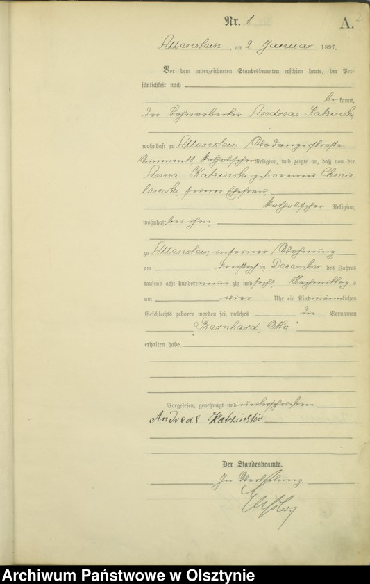 image.from.unit.number "Geburts-Haupt-Register Tom I,Nr 1 - 399"