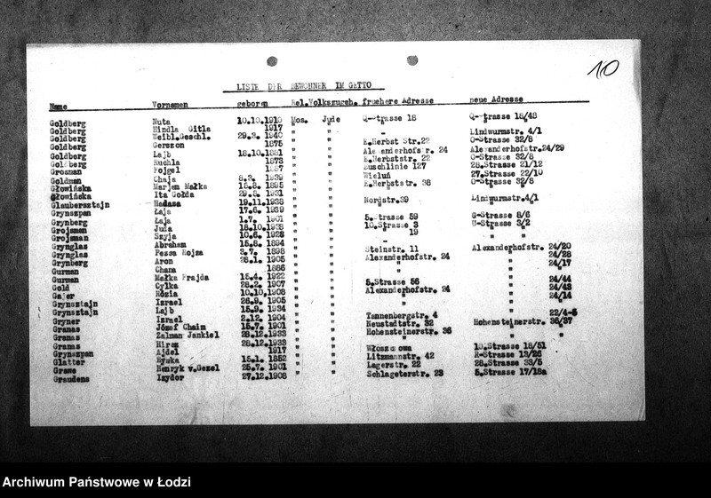 Obraz 13 z jednostki "[Alfabetyczny spis mieszkańców getta. Litery G i H]"
