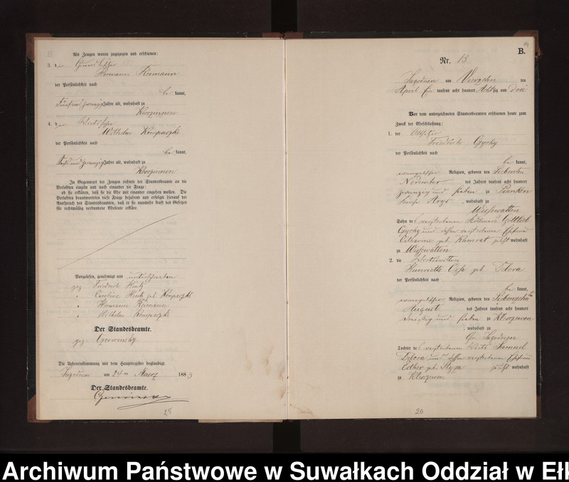 image.from.unit.number "Heiraths-Neben-Register des Preussischen Standes-Amtes Rydzewen Kreis Loetzen"